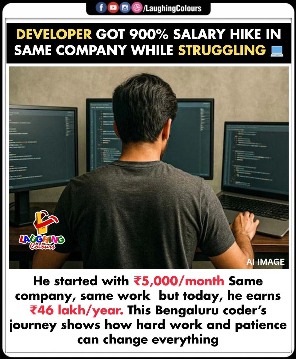 LaughingColours's tweet image. Hard Work Pays Big Time 💻
#DeveloperSuccess #SalaryHike #Inspiration #BangaloreTech #GrowthJourney #HardWorkWins