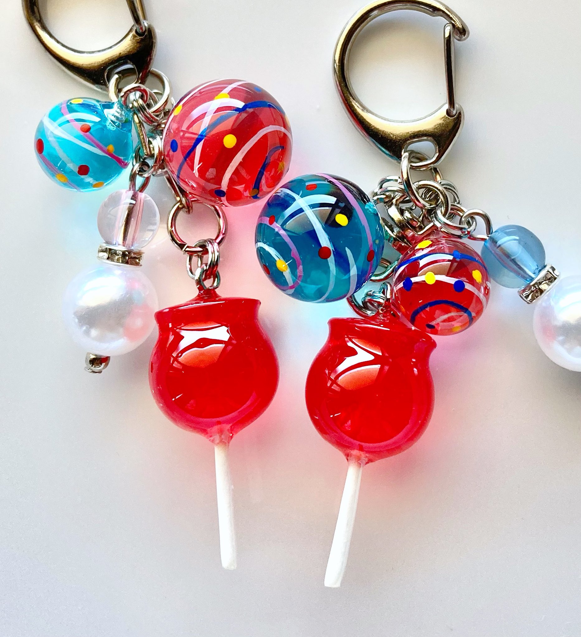 #103 【ハンドメイド】レジン　チャーム　キーホルダー　ドロップ　飴 作成記録♥︎︎∗︎*ﾟ 新作です♡ ミニサイズのドロップ