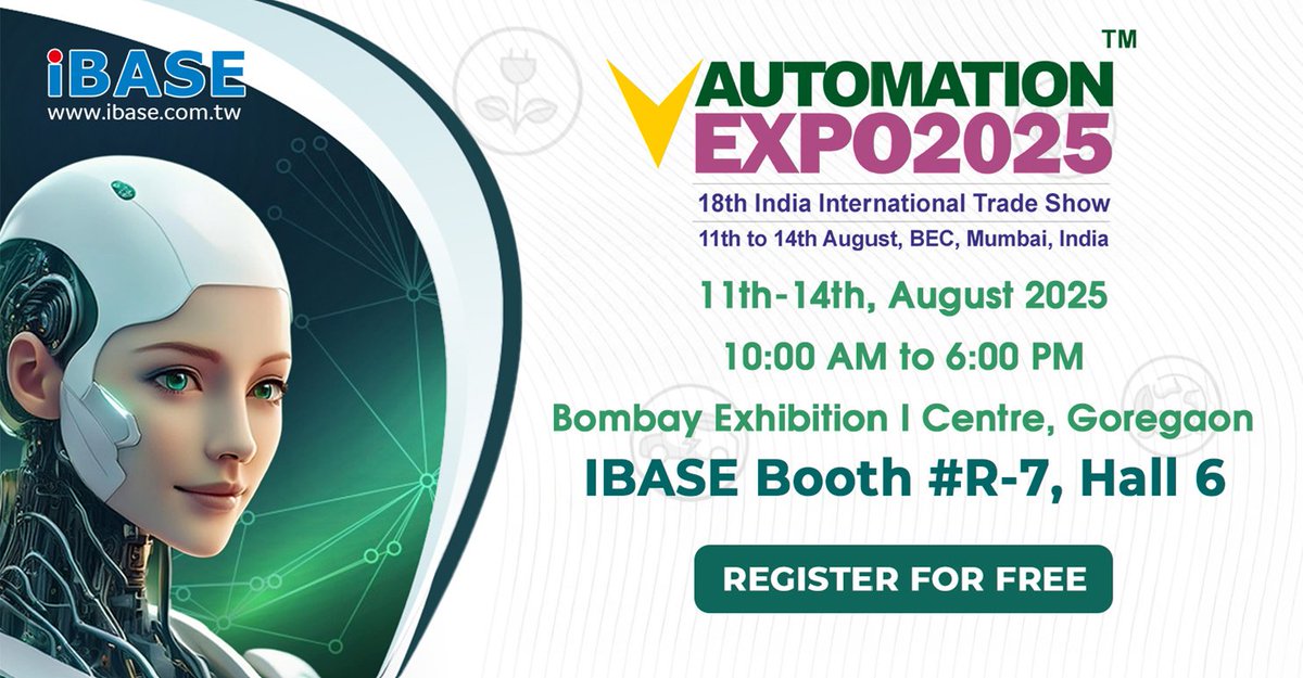 IBASE_Tech's tweet image. IBASE is excited to showcase our latest industrial computing innovations at Automation Expo 2025, taking place from August 11 to 14 in India. Visit us at booth R-7, Hall 6. REGISTER today for a free exhibit hall pass!
viablesoft.org.in/AutomationExpo…
#AutomationExpo #EdgeComputer #EdgeAI