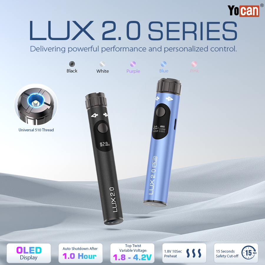 Yocan Tech (@yocantechnology) on Twitter photo ๐๐จ๐๐๐ง ๐๐ฎ๐ฑ ๐.๐ ๐๐๐ซ๐ข๐๐ฌ
โข 400-650mah Battery
โข 1.8V-4.2V
โข OLED Display
โข 1.8V 10 sec Preheat
โข Fit Any 510 Thread Carts
โข 15 Seconds Safety Cut-off
โข Auto Shutdown After 1.0 Hour
Get more on
yocan.com/featured_item/โฆ
#yocan #yocanlux2series #cbd #battery ๐๐จ๐๐๐ง ๐๐ฎ๐ฑ ๐.๐ ๐๐๐ซ๐ข๐๐ฌ
โข 400-650mah Battery
โข 1.8V-4.2V
โข OLED Display
โข 1.8V 10 sec Preheat
โข Fit Any 510 Thread Carts
โข 15 Seconds Safety Cut-off
โข Auto Shutdown After 1.0 Hour
Get more on
yocan.com/featured_item/โฆ
#yocan #yocanlux2series #cbd #battery
