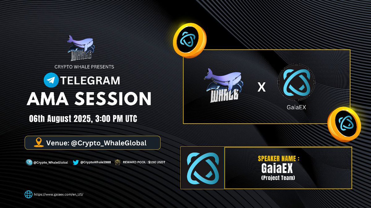 Crypto Whale Global (@cryptowhale1988) on Twitter photo ๐ฅ We're existed to announce our Next Telegram AMA session with #GaiaEX
๐ฐ๏ธ Date: 6th August 2025 at 03:00 PM, UTC
๐ Prize : $100
๐ Venue : t.me/+UWoSoH8Fz5BjZโฆ
ใฝ๏ธRules:
1๏ธโฃ Follow @Cryptowhale1988 & <a href="/gaiaex_official/">GaiaEx</a>
2๏ธโฃ Like & RT
3๏ธโฃ Comment your Questions (Max 3)
4๏ธโฃ Tag 3 ๐ฅ We're existed to announce our Next Telegram AMA session with #GaiaEX
๐ฐ๏ธ Date: 6th August 2025 at 03:00 PM, UTC
๐ Prize : $100
๐ Venue : t.me/+UWoSoH8Fz5BjZโฆ
ใฝ๏ธRules:
1๏ธโฃ Follow @Cryptowhale1988 & <a href="/gaiaex_official/">GaiaEx</a>
2๏ธโฃ Like & RT
3๏ธโฃ Comment your Questions (Max 3)
4๏ธโฃ Tag 3