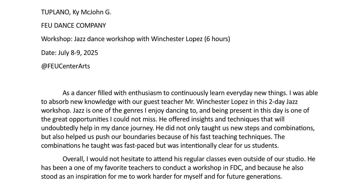 KyKaiiii's tweet photo. TUPLANO, Ky McJohn G.
FEU DANCE COMPANY
Workshop: Jazz dance workshop with Winchester Lopez
Duration: 6 hours
July 8-9, 2025

@FEUCenterArts https://t.co/Kz5QBW7W8I