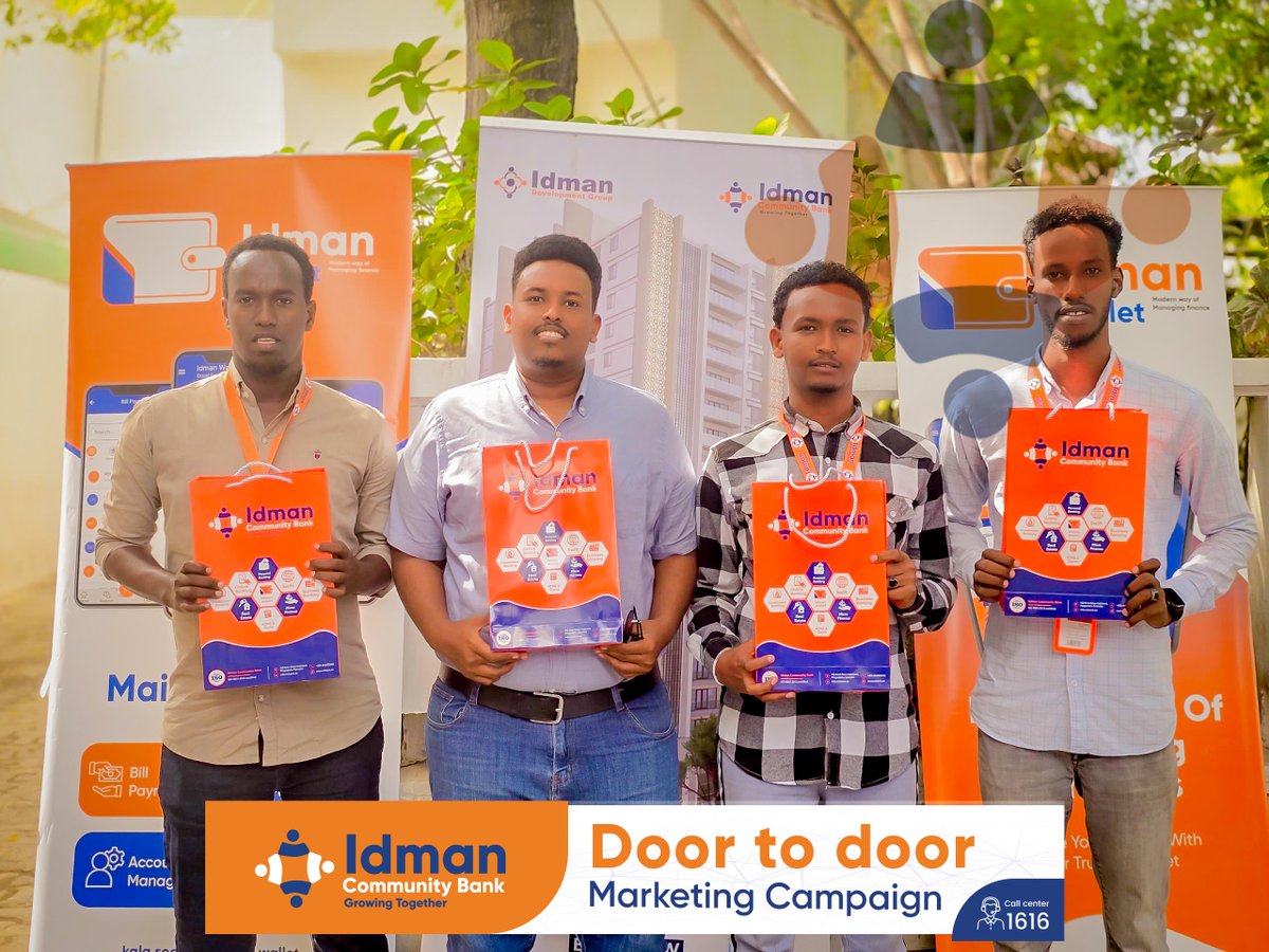 ICBankSo's tweet photo. Idman Bank’s Sales and Marketing Team has kicked off a “Door to Door” campaign, reaching out directly to businesses and individuals near its branches. This initiative aims to deliver banking services closer to the community while sharing detailed information about the bank’s offerings and funding opportunities.
#Doortodoormarketing #Idmanbank #Growingtogether