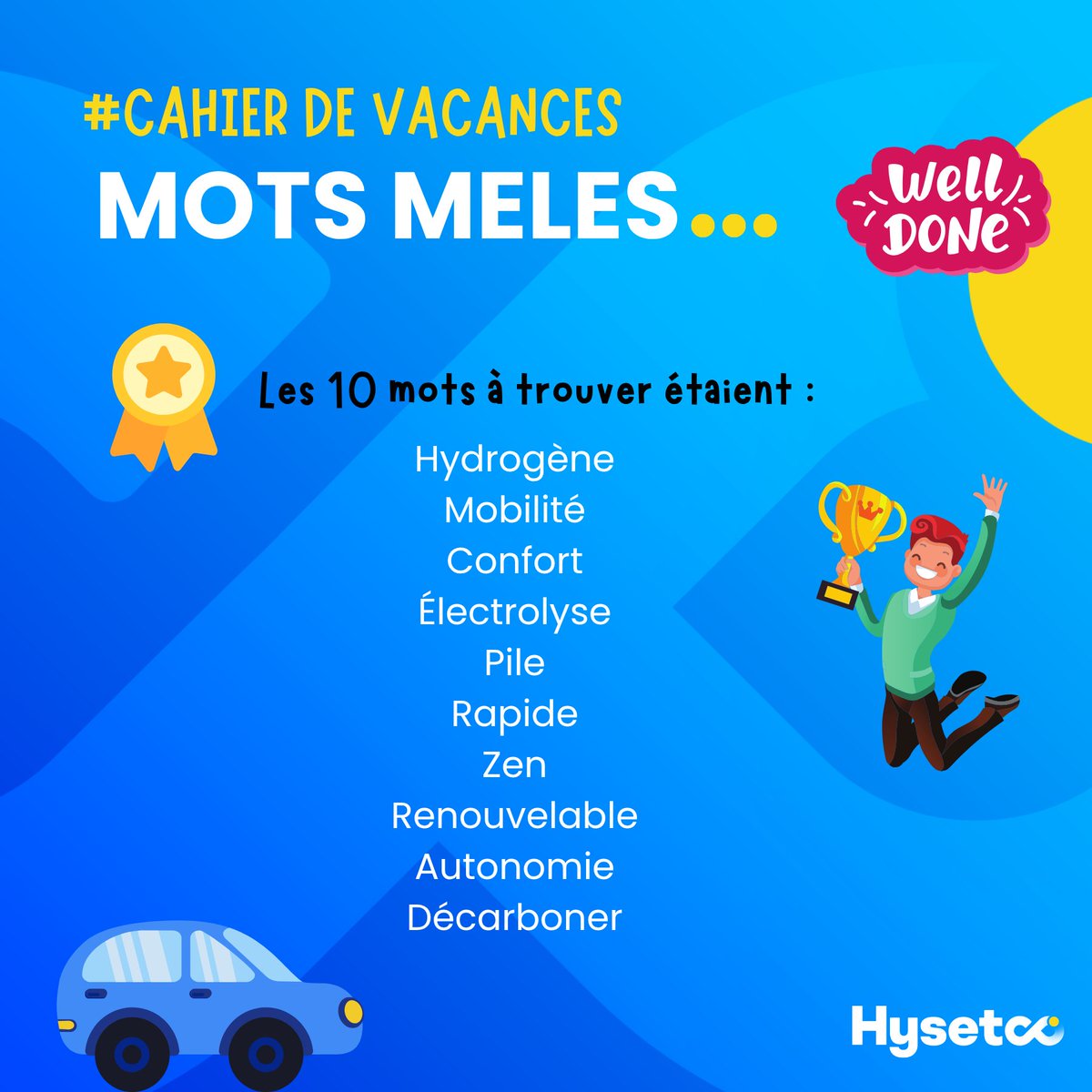 Hysetco's tweet image. ☀️ Vous vous souvenez des #CahierDeVacances ? 

On a décidé d’en faire un spécial HysetCo et on vous propose de jouer ensemble tout l’été pour ne pas perdre vos connaissances en #hydrogène 🕹️ 

C’est parti avec une grille de #MotsMêlés 100% hydrogène