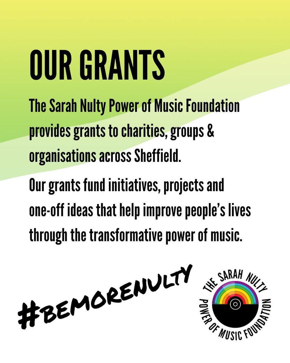 The Sarah Nulty Power of Music Foundation (@bemorenulty) on Twitter photo DON'T MISS OUT! Applications for our 7th round of large grants closes on Friday 8th August 2025. If you’ve got an exciting project that will benefit the Sheffield community, visit …arahnultypowerofmusicfoundation.co.uk/our-grants to check your eligibility and apply! 💛
#BeMoreNulty #SNPOM @helpsheffield DON'T MISS OUT! Applications for our 7th round of large grants closes on Friday 8th August 2025. If you’ve got an exciting project that will benefit the Sheffield community, visit …arahnultypowerofmusicfoundation.co.uk/our-grants to check your eligibility and apply! 💛
#BeMoreNulty #SNPOM @helpsheffield