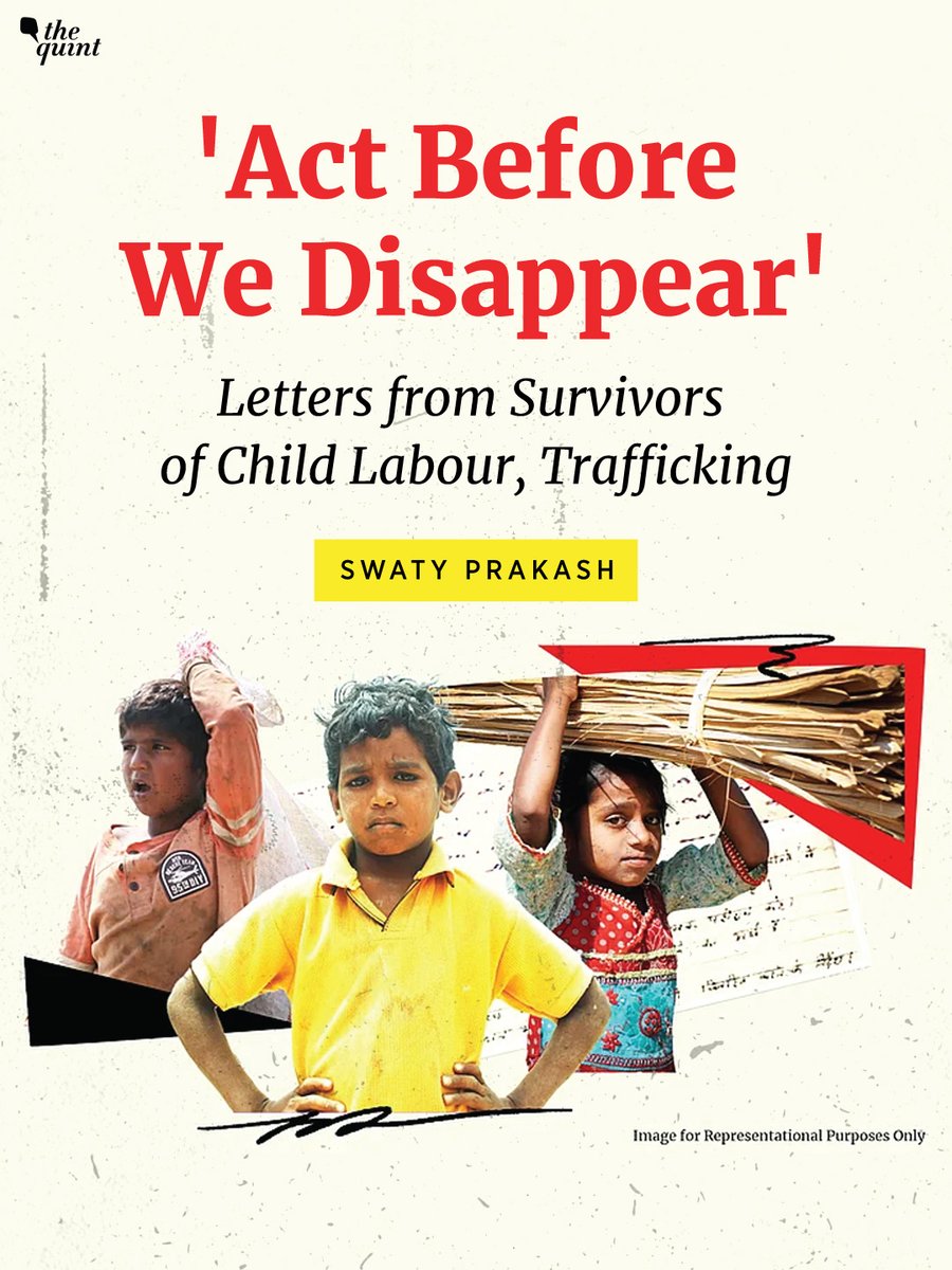 More than 40,400 children were rescued last year from the worst forms of child labour, including trafficking, slavery, debt bondage, forced labour, prostitution, pornography, and other illegal activities.
On #WorldDayAgainstTraffickingInPersons, <a href="/PrakashSwaty/">Swaty Prakash</a> shares letters from