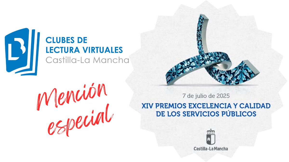 ¡Nos vamos de vacaciones con premio! 🏆
Los🔗clubesdelectura.castillalamancha.es han recibido una mención especial en los XIV Premios a la excelencia y calidad de los servicios públicos
Gracias a los que compartís esta aventura de hacer una lectura accesible y sin barreras
¡Felices lecturas!