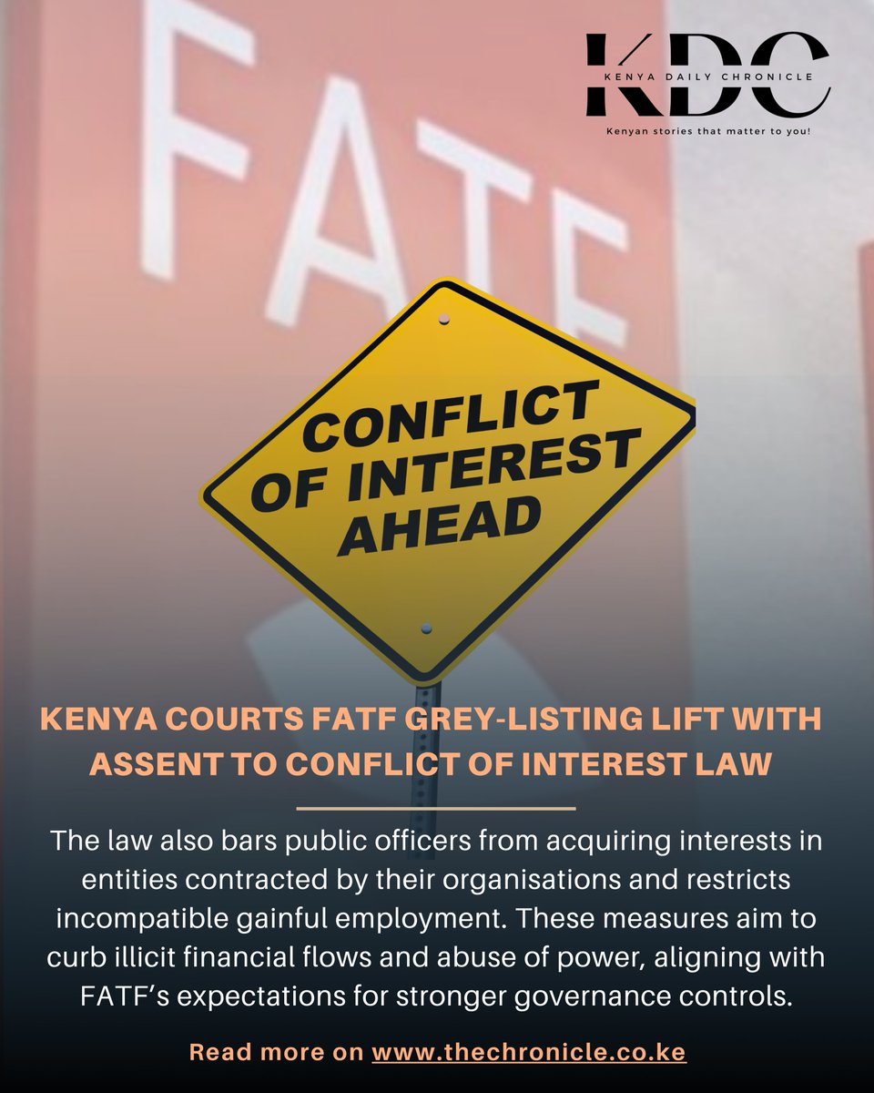The new law mandates recusal from decisions involving conflicts of interest and requires public officers to declare their income, assets, and liabilities, including those of their spouses and dependent children, biennially.

Read more on: thechronicle.co.ke/kenya-courts-f…