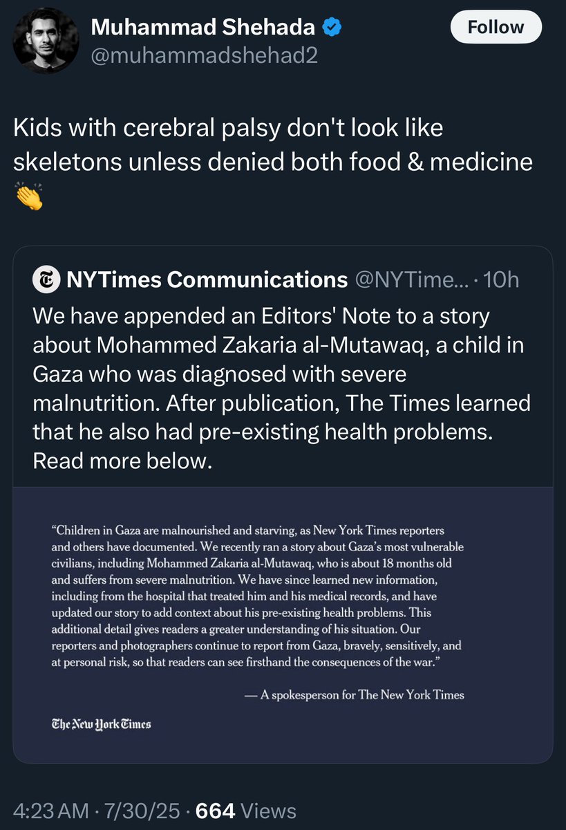 If they could find images of “Otherwise healthy children who are starving,” they would publish those instead.

They’re stuck with cerebral palsy patients because that’s all they have to work with.

Azza has an obesity problem and a lying problem.