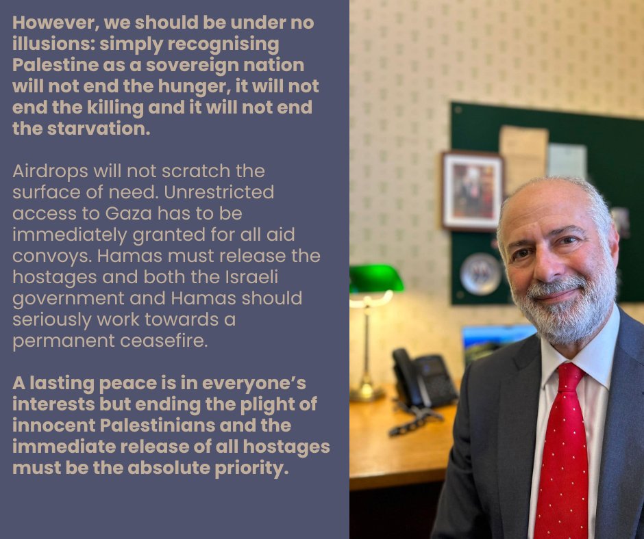 My statement on the proposals to recognise a Palestinian state 👇