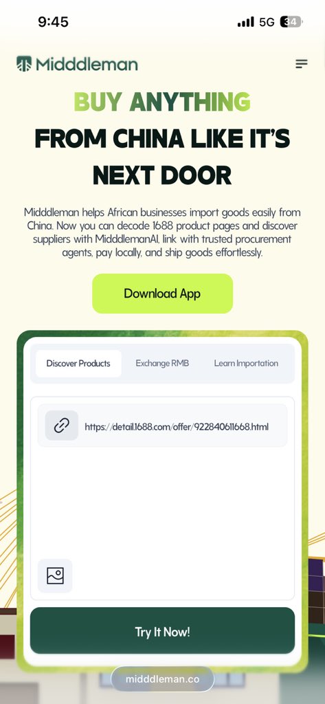 Father Figure (@adeolaowosho) on Twitter photo I’m happy to announce that Midddleman’s (<a href="/OurMidddleman/">Midddleman</a>) new website is live! 🎉🥳
We didn’t have time to build a full one so we decided to the best we could with the Hero section.
Visit midddleman.co to see for yourself and try our Global AI Sourcing Assistant. 💚 I’m happy to announce that Midddleman’s (<a href="/OurMidddleman/">Midddleman</a>) new website is live! 🎉🥳
We didn’t have time to build a full one so we decided to the best we could with the Hero section.
Visit midddleman.co to see for yourself and try our Global AI Sourcing Assistant. 💚