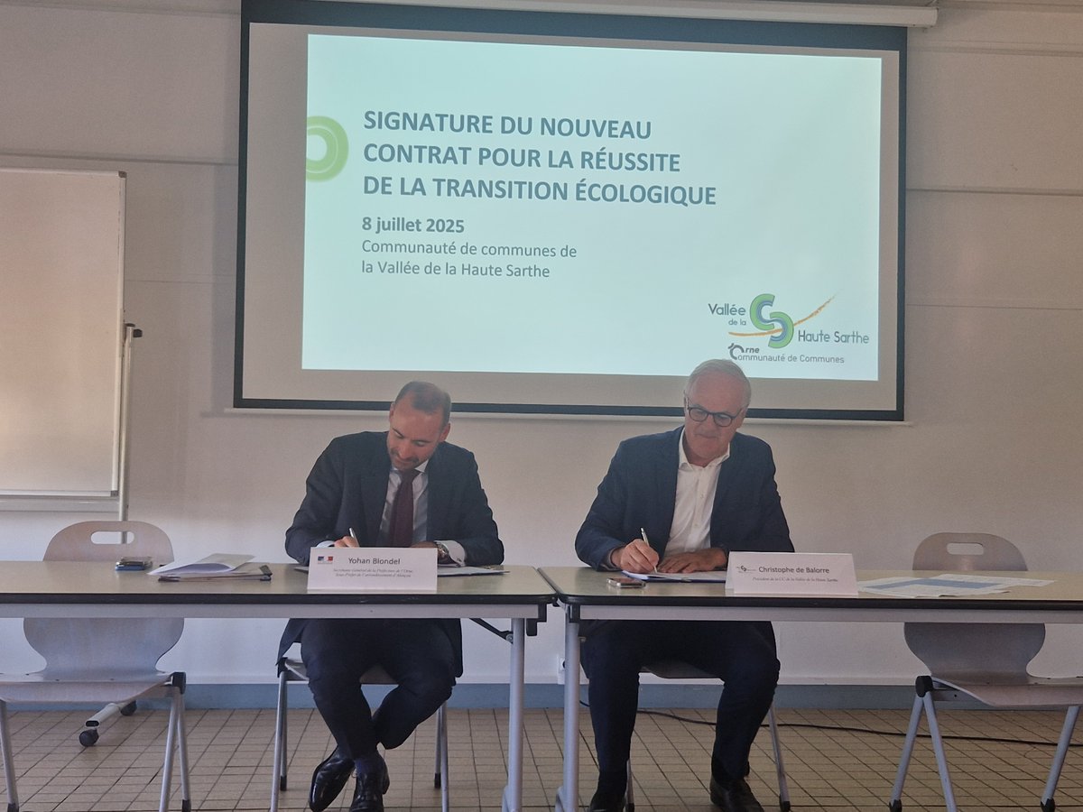 #CRTE | ✒ Au cours des dernières semaines, les contrats pour la réussite de transition écologique ont été signés dans les trois arrondissements du département par Yohan Blondel, sous-préfet d'Alençon, secrétaire général chargé de l'administration de l’État dans l'Orne, Sandy