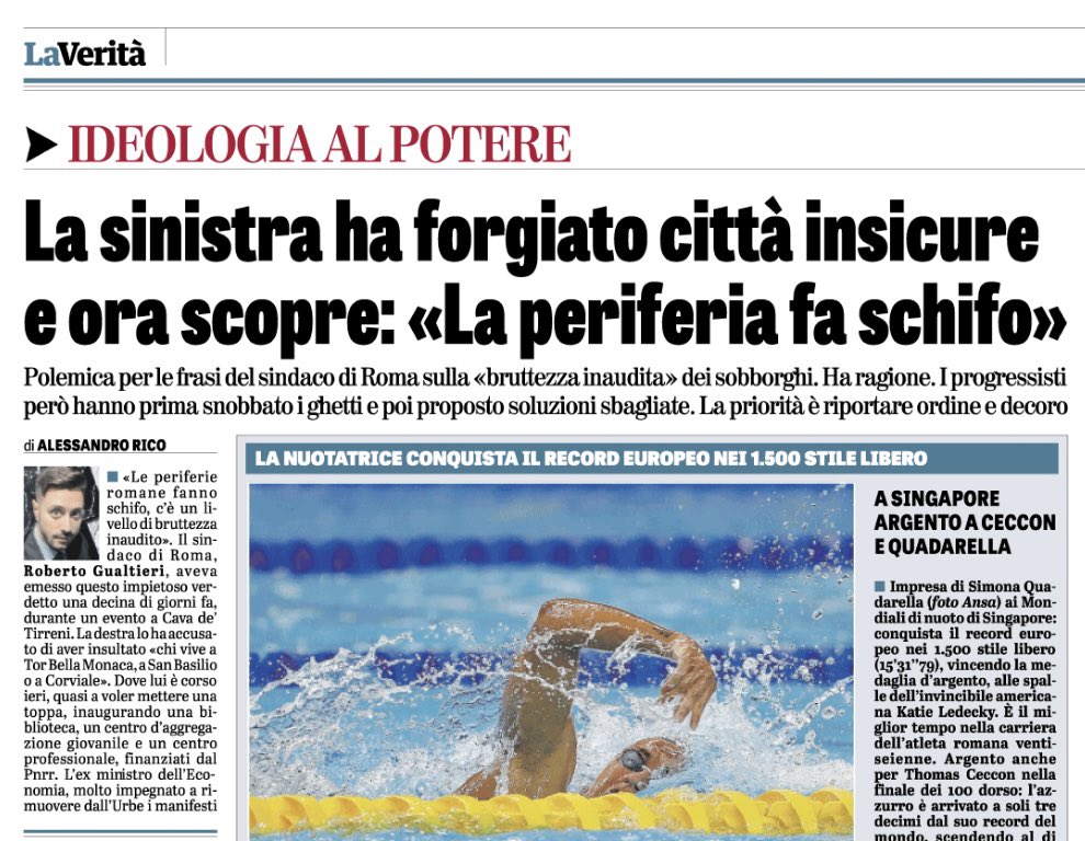 Alessandro Rico 🇮🇹 (@ricoalessandro) on Twitter photo Prima le riempiono di migranti, poi le vogliono salvare con i cinema all’aperto. Alla fine scoprono che le periferie sono brutte. Innanzitutto sono pericolose. Tornare a imporre la legge dello Stato italiano, prima di tutto. 
Su <a href="/LaVeritaWeb/">La Verità</a> Prima le riempiono di migranti, poi le vogliono salvare con i cinema all’aperto. Alla fine scoprono che le periferie sono brutte. Innanzitutto sono pericolose. Tornare a imporre la legge dello Stato italiano, prima di tutto. 
Su <a href="/LaVeritaWeb/">La Verità</a>