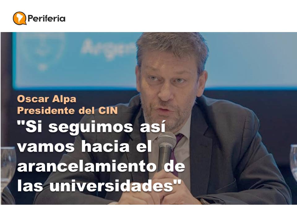 El presidente del Consejo Interuniversitario Nacional <a href="/CINoficial/">CIN</a> <a href="/AlpaOscar/">Oscar Alpa</a> alertó sobre la falta de presupuesto y las consecuencias del ajuste del gobierno de #JavierMilei : "El sistema universitario tardará 20 años en recuperarse".
#Universidades 
periferia.com.ar/politica-cient…