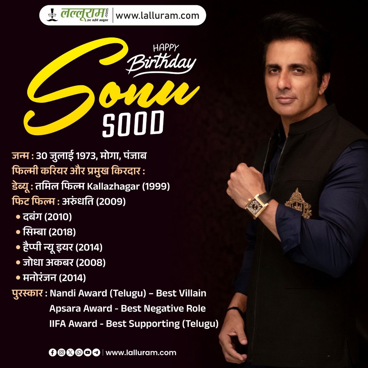 #sonusood #happybirthday #birthdaywishes #hindinews #lalluramnews