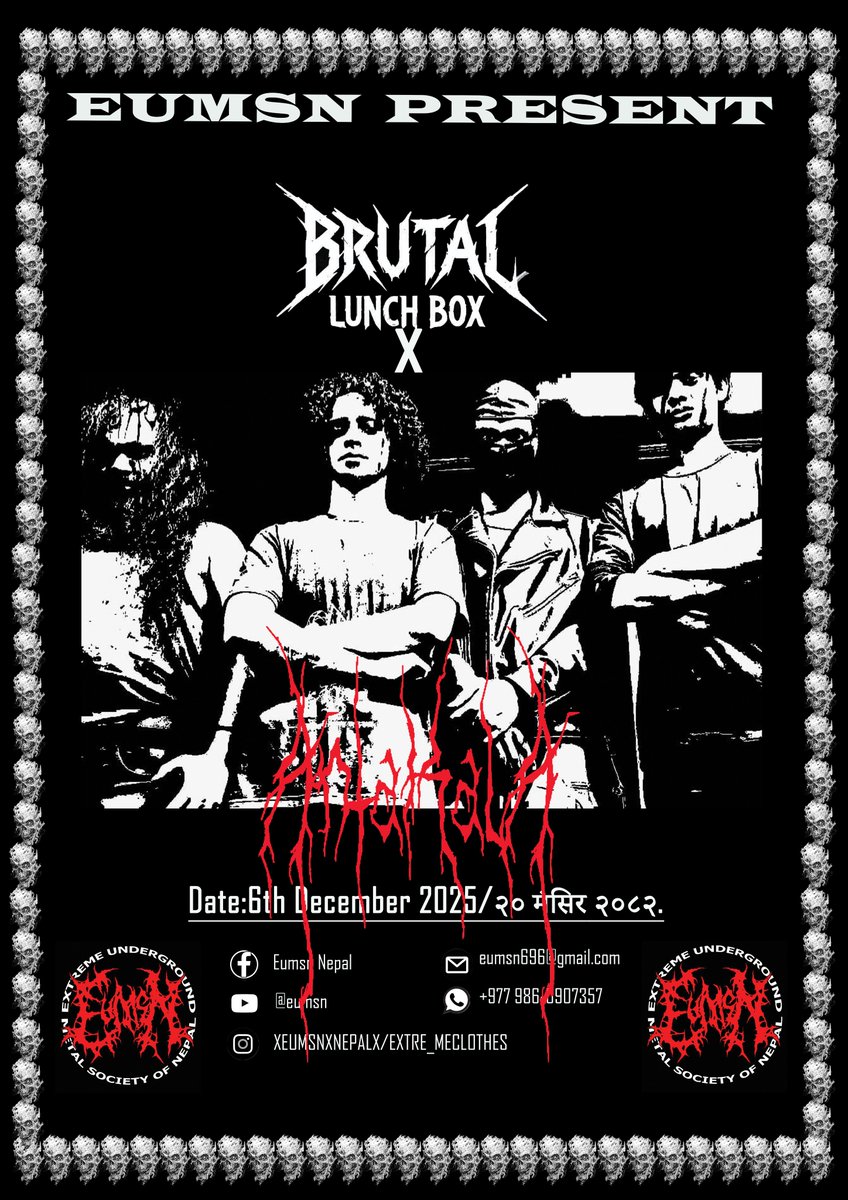 ExtremeUndergr1's tweet photo. Fourth Band has been Confirmed from Kolkata, India Black Metal Band Antakala for Brutal Lunch Box 10th Edition (for Mike Smith of Suffocation)
Stay tune and brutal! https://t.co/T6IQWss7En