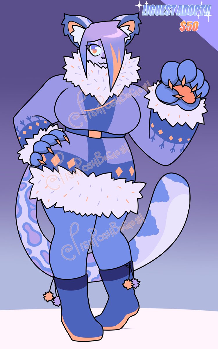 HELLO!!! im helping my friend <a href="/JustPishPoshArt/">PishPoshBaGosh - comms open!</a>  with a design thats up for sale ! if you have interest in givin this gyal a home hit me up!