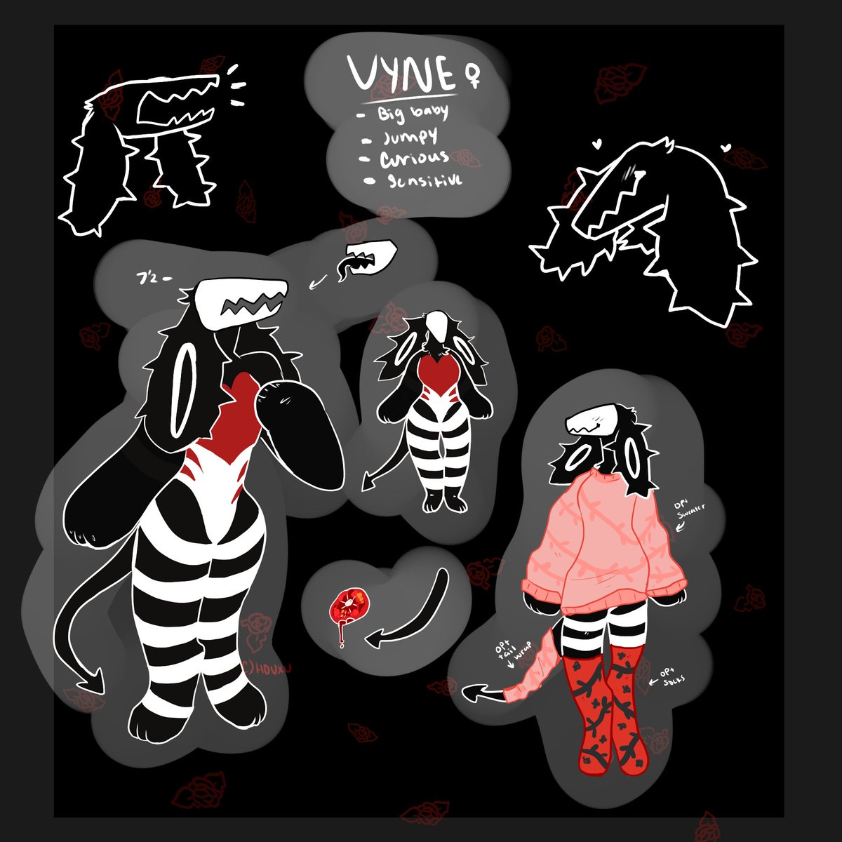 Hyrix_Of_Pyria's tweet photo. @ReisukiBunny I saw the YCH had a wing option (aka nontail) so, mayhaps items are okay? if so the first ref with a bat plushie 
If not then the second! tysm for the chance! https://t.co/yvdDGfGmZn