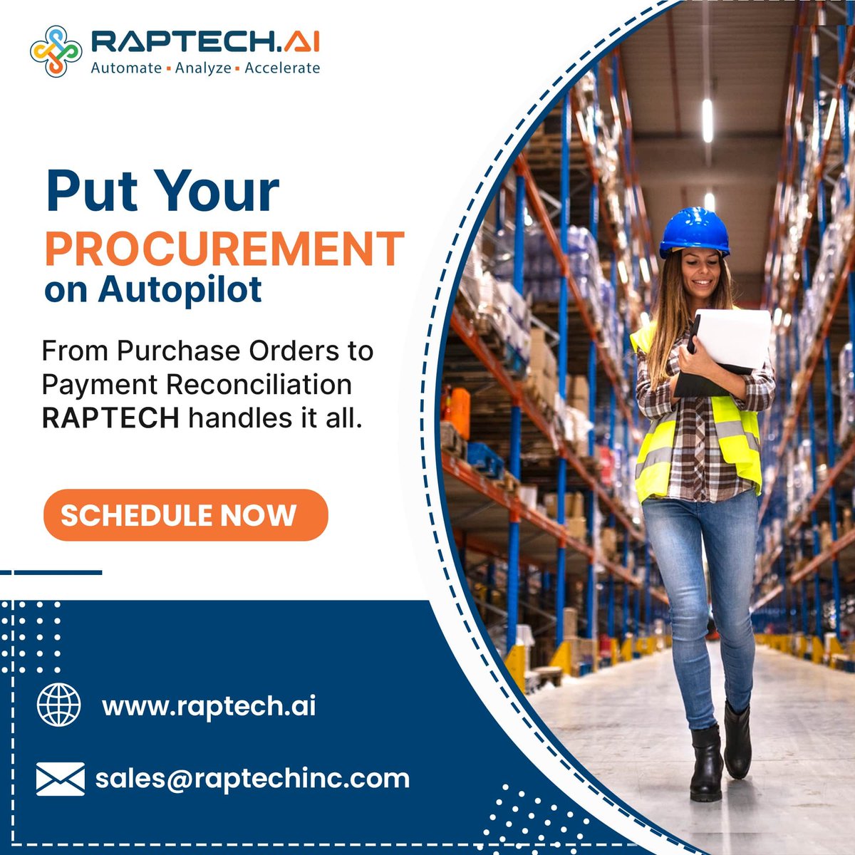 Raptech_AI's tweet image. 🤖 What if your procurement process ran on autopilot?

From POs to invoice reconciliation, Raptech automates your entire Purchase-to-Pay workflow.

✔️ Auto-generate POs
✔️ Track vendor responses
✔️ Digitize GRNs

📉 Cut effort. 📈 Boost accuracy.

🔗 tinyurl.com/4uv7mfrm