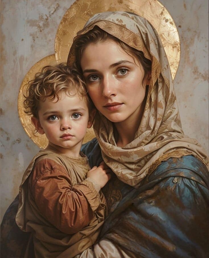 🙏 Dios te salve, María, 
llena eres de gracia;
el Señor es contigo.

Bendita Tú eres 
entre todas las mujeres,
y bendito es el fruto
de tu vientre, Jesús. 

Santa María, Madre de Dios,
ruega por nosotros, pecadores,
ahora y en la hora de nuestra muerte.

Amén. 😇