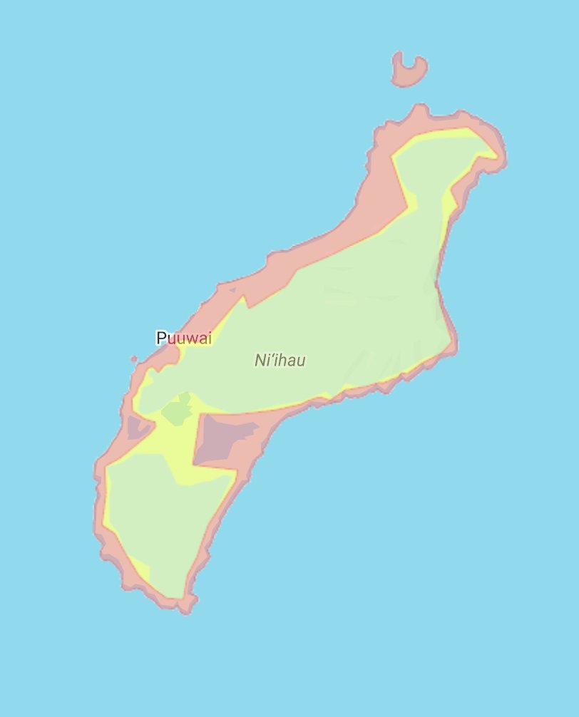 Inundation Zones for Ni'ihau: