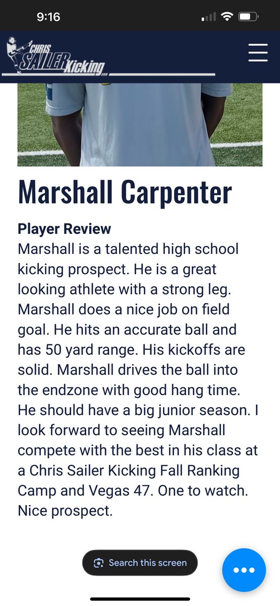 Marshall Carpenter (@marshal17457548) on Twitter photo Grateful and blessed to be announced a 4⭐️ Ranking from <a href="/Chris_Sailer/">Chris Sailer Kicking</a>. Working harder to have an electric Junior year.
<a href="/DVThunderFB/">Desert Vista Football</a> <a href="/AZKicking/">AlexZendejasKicking&Training</a> <a href="/Coach_Mac70/">Jake McSpadden</a> <a href="/coach_soza/">Coach Soza</a> <a href="/CoachzendejasS/">@coachzendejas.sr</a> <a href="/Team_Eyeland/">Team Eyeland</a> <a href="/1MAN_EyELaND/">Axel Ofori Jr.</a> <a href="/football_pena/">PenaFootballCoach</a> Grateful and blessed to be announced a 4⭐️ Ranking from <a href="/Chris_Sailer/">Chris Sailer Kicking</a>. Working harder to have an electric Junior year.
<a href="/DVThunderFB/">Desert Vista Football</a> <a href="/AZKicking/">AlexZendejasKicking&Training</a> <a href="/Coach_Mac70/">Jake McSpadden</a> <a href="/coach_soza/">Coach Soza</a> <a href="/CoachzendejasS/">@coachzendejas.sr</a> <a href="/Team_Eyeland/">Team Eyeland</a> <a href="/1MAN_EyELaND/">Axel Ofori Jr.</a> <a href="/football_pena/">PenaFootballCoach</a>