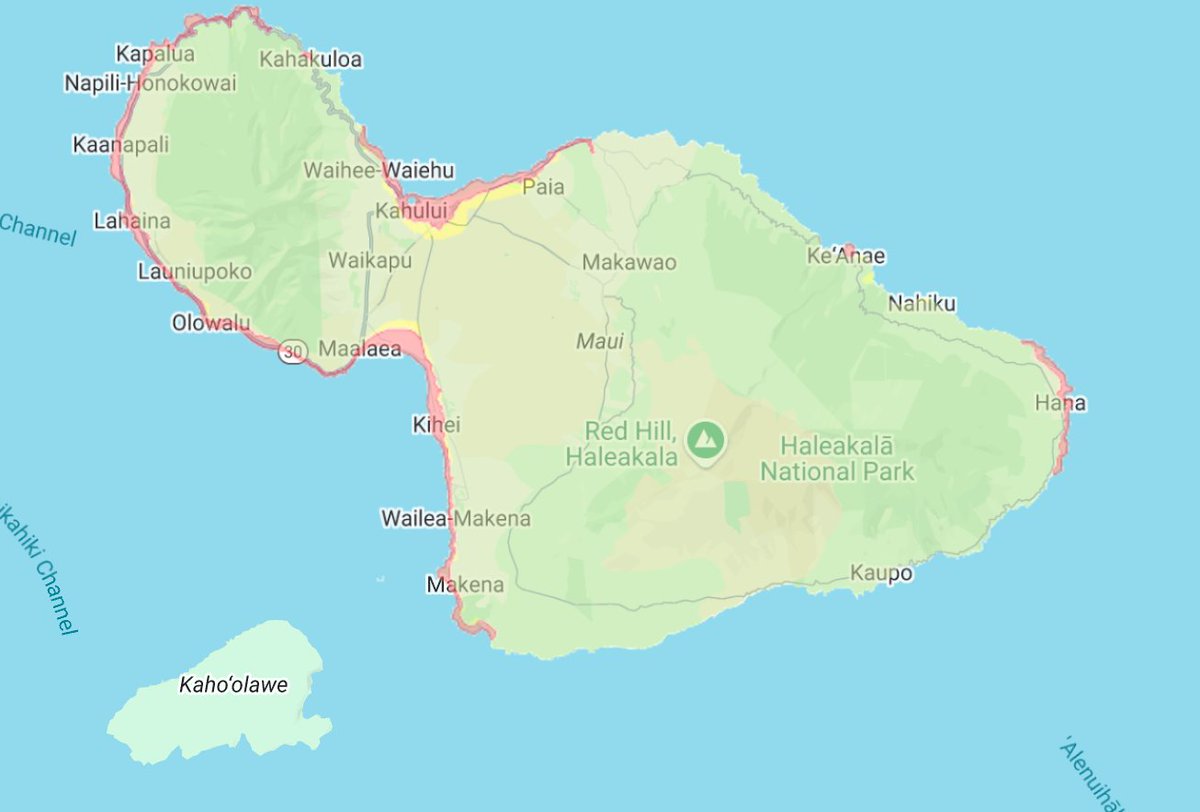 Inundation zones for Maui:
