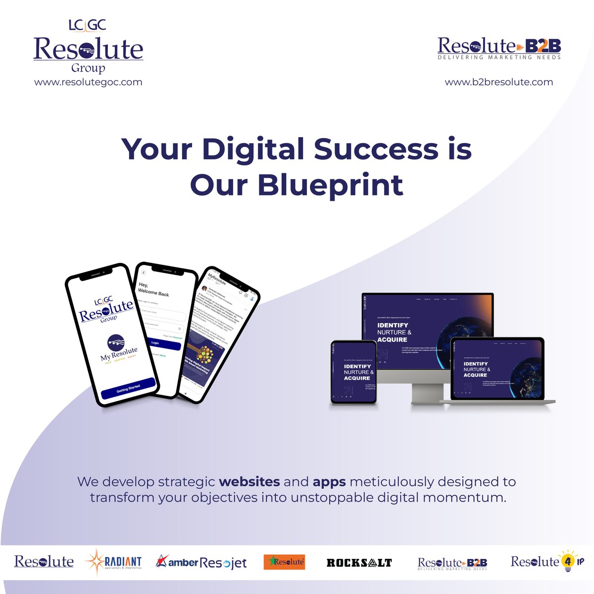 Your digital success isn't just a wish; it's our blueprint! #ResoluteB2B crafts cutting-edge, strategic #websites &amp; innovative #apps designed to boost your brand visibility, enhance user engagement &amp; user experience.

#DigitalInnovation #OnlineEngagement #LCGCResoluteGroup