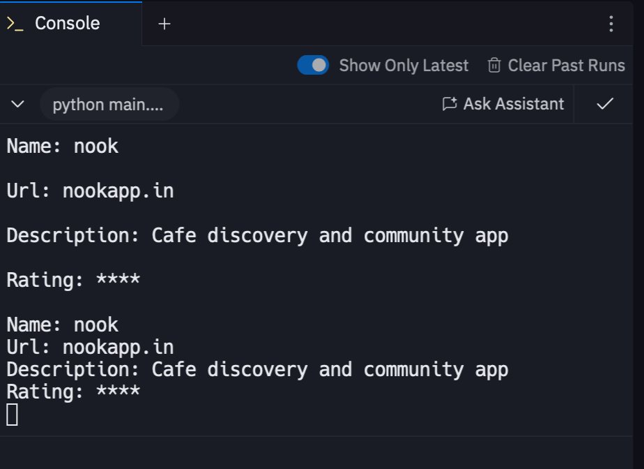 It's 5 stars for me. ✨ Use my project to rate your favorite websites. Day 41 of #Replit100DaysOfCode #100DaysOfCode. Join me on <a href="/Replit/">Replit ⠕</a> join.replit.com/python