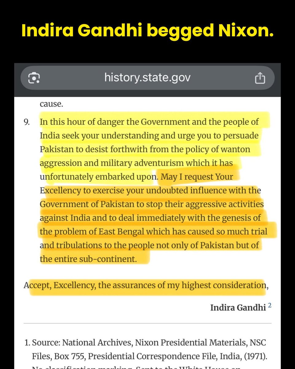 ashoo_72's tweet photo. Interesting Letter excerpts from then PM Indira Gandhi letter to then President Nixon. Probably if media / social meida would have been the kind we have today. Pt Nehru , Rajiv and Indira Gandhi would have had extremely tough time to answer citizens of this country. https://t.co/bcByMEADZE