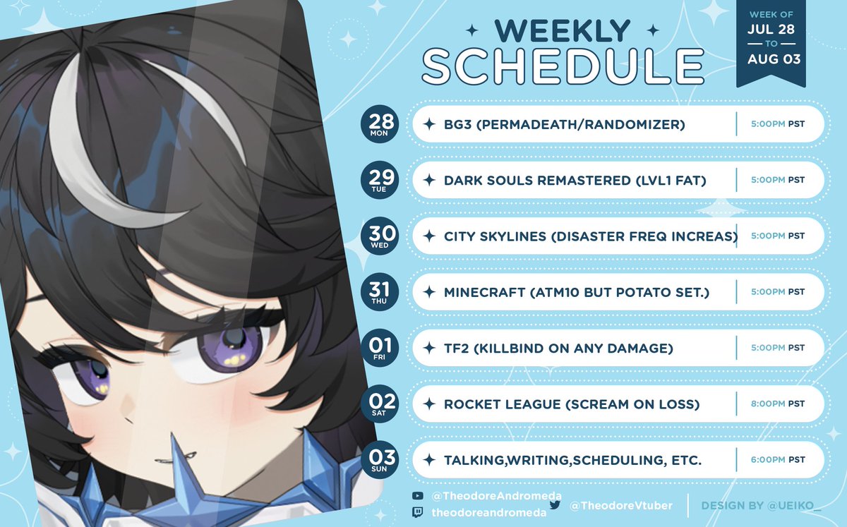 TheodoreAndromeda (@theodorevtuber) on Twitter photo Week 31 of 2025 #spacewizard #vtuber #femboy
Youtube: youtube.com/@TheodoreAndro…
Twitch: twitch.tv/theodoreandrom…
Carrd: theodoreandromeda.carrd.co
Linkspace: link.space/@TheodoreAndro…
Podcast: soundcloud.com/thodore-androm…
Writing: wattpad.com/user/TheodoreA…
Discord: discord.com/invite/RkZPbaH… Week 31 of 2025 #spacewizard #vtuber #femboy
Youtube: youtube.com/@TheodoreAndro…
Twitch: twitch.tv/theodoreandrom…
Carrd: theodoreandromeda.carrd.co
Linkspace: link.space/@TheodoreAndro…
Podcast: soundcloud.com/thodore-androm…
Writing: wattpad.com/user/TheodoreA…
Discord: discord.com/invite/RkZPbaH…