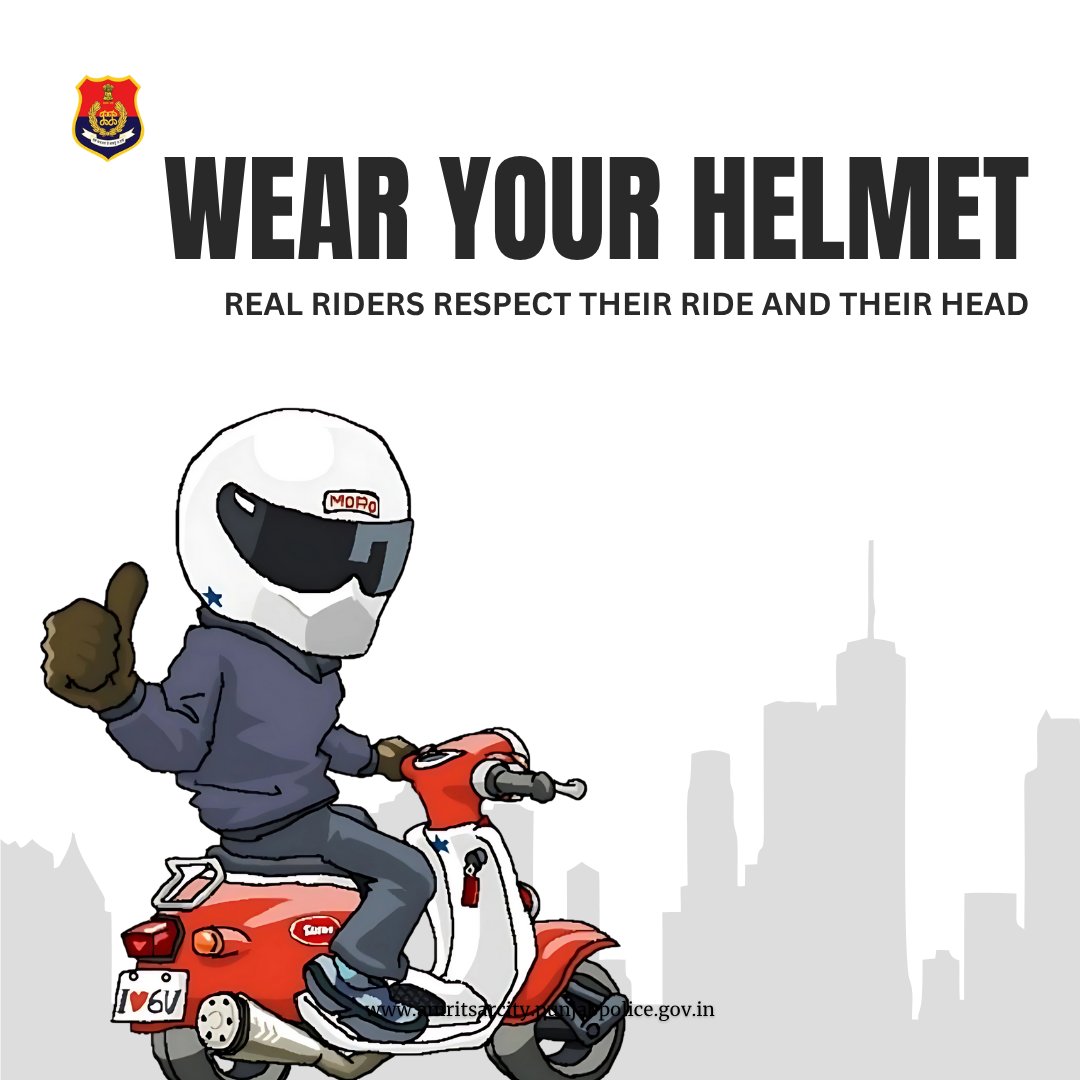 cpamritsar's tweet image. Wearing a helmet before riding a bike isn’t a choice — it’s a smart decision. Never forget to put it on — it can save your life.

#WearYourHelmet
#StaySafe