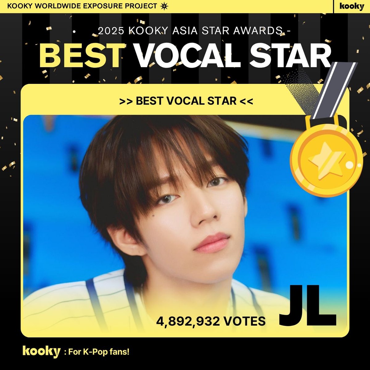 [📣 Best Vocal Final Results ]
🎤 Who is the #KookyAsiaStar_BestVocal?

&gt;&gt; 🏆#AHOF #JL 🏆 &lt;&lt;

🚇 7-Day Huge Subway Ad in Hongdae
🎁 Go to the 2025 KASA Final

📍Hongik Univ. Station B1
Submission(-8/20) -&gt; forms.gle/o1uTx7Wkd9PEEs…

and🏅 2025 Kooky Asia Star Will Receive
🏟️