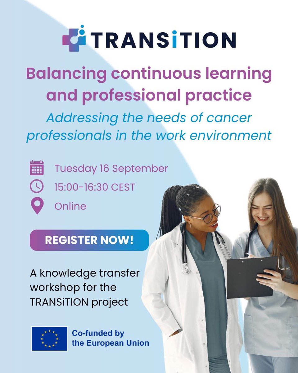 TRANSiTION (@digtransition) on Twitter photo Join Us Online for this Knowledge Transfer Workshop. Please disseminate as widely as possible
You can register here 👇👇👇
lnkd.in/eMti8Gzk
<a href="/EuropeanCancer/">European Cancer Organisation</a> <a href="/EU_HaDEA/">HaDEA</a> <a href="/oncodaily/">OncoDaily</a> <a href="/GPONursing/">Global Power of Oncology Nursing</a> Join Us Online for this Knowledge Transfer Workshop. Please disseminate as widely as possible
You can register here 👇👇👇
lnkd.in/eMti8Gzk
<a href="/EuropeanCancer/">European Cancer Organisation</a> <a href="/EU_HaDEA/">HaDEA</a> <a href="/oncodaily/">OncoDaily</a> <a href="/GPONursing/">Global Power of Oncology Nursing</a>