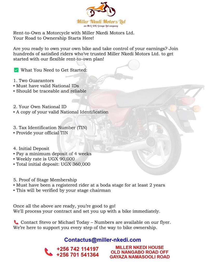 DM us with your choice + details.
We’ll take care of the rest.

#MillerNkediMotors #RentToOwn