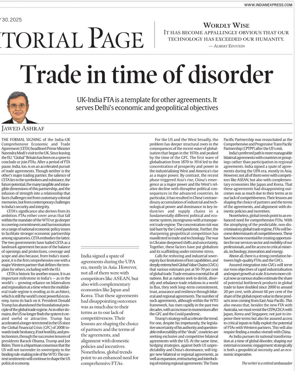 Jawed Ashraf (@jawedashraf5) on Twitter photo My piece in <a href="/IndianExpress/">The Indian Express</a> on historical shifts and global trends that make high quality and comprehensive FTAs a geopolitical necessity and economic imperative. My piece in <a href="/IndianExpress/">The Indian Express</a> on historical shifts and global trends that make high quality and comprehensive FTAs a geopolitical necessity and economic imperative.