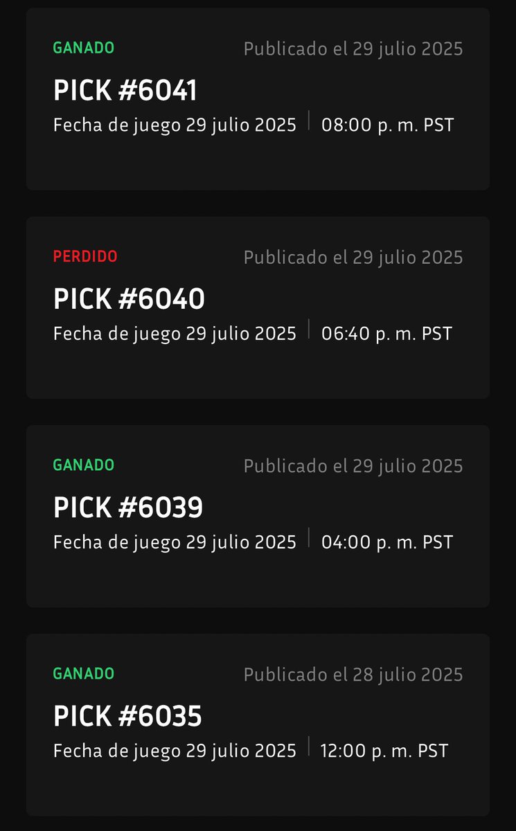 Así nos fue hoy. 3✅-1❌
Y lista la de mañana....

Dos días más de julio. Hay que cerrar como se debe, con ✅