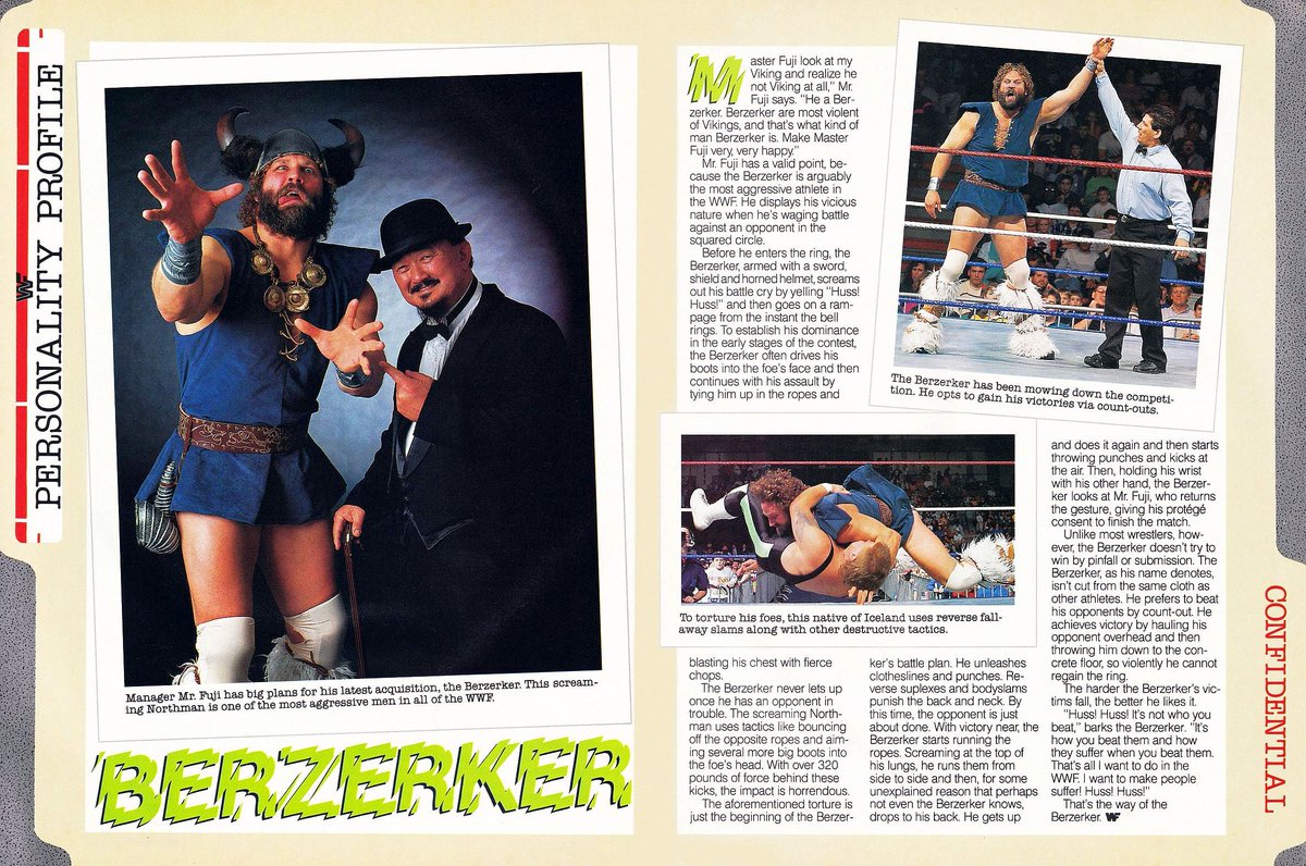 WWF Magazine Personality Profile of The Berzerker from June, 1991. 🗡️ <a href="/TheBerzerkerWWF/">TheBerzerker</a> #WWF #WWE #MrFuji #TheBerzerker