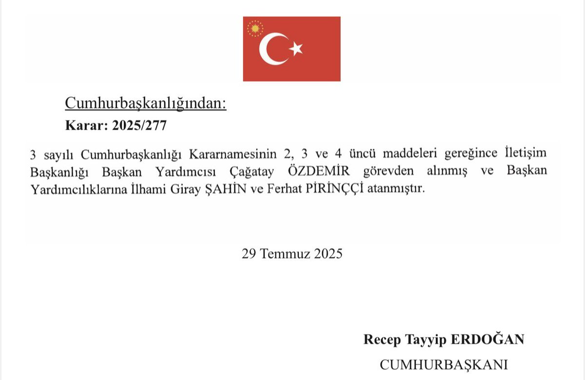 Cumhurbaşkanlığı İletişim Başkanlığı Başkan Yardımcısı görevini şahsıma tevdi eden Cumhurbaşkanımız Sayın <a href="/RTErdogan/">Recep Tayyip Erdoğan</a>'a ve güveni için İletişim Başkanımız, Değerli Hocam <a href="/burhanduran/">Burhanettin Duran</a>'a şükranlarımı sunuyorum.

Türkiye Çevre Ajansı Başkanlığı görevim boyunca desteklerini hiçbir