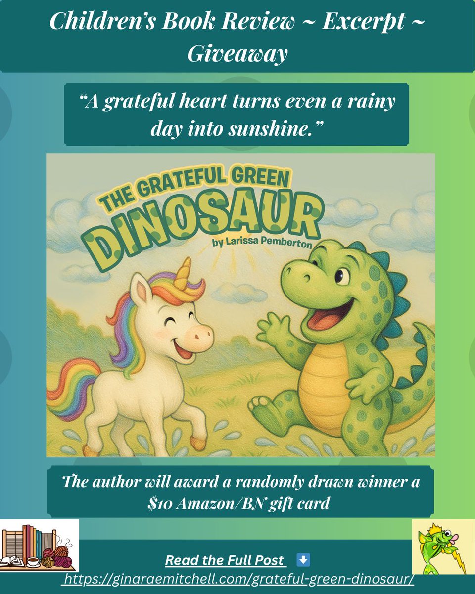 🦕 Even dinosaurs have bad days… but gratitude helps them roar again!

In The Grateful Green Dinosaur, Percy learns how to shift his mindset—with help from a magical unicorn friend. A joyful book for ages 3–8.

🎁 $10 Giveaway ⬇️
🔗 ginaraemitchell.com/grateful-green… 
 <a href="/GoddessFish/">Goddess Fish Promos</a> Book