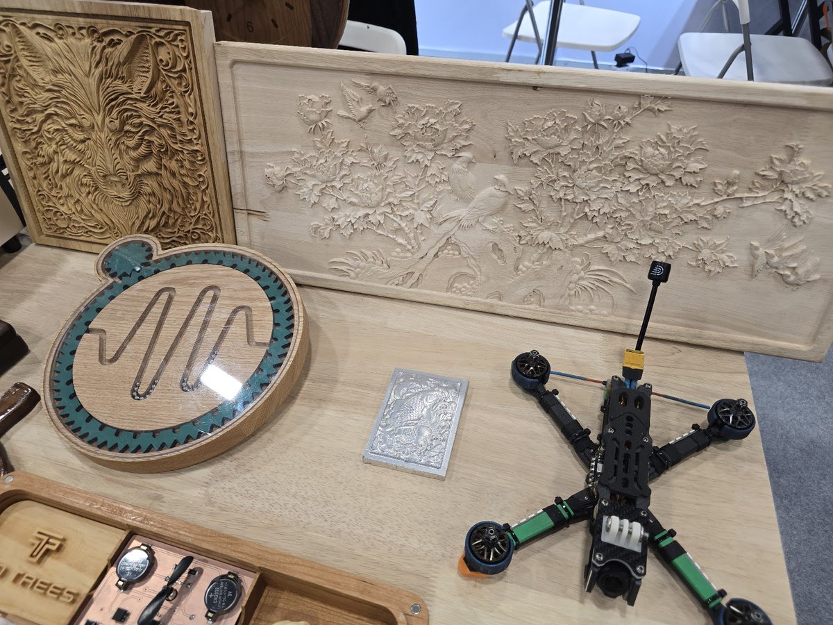 RealChadRoberts's tweet image. We went to AWFS woodworking convention and saw some pretty cool things like flexible moulding,CNC machines, and laser engravers.
