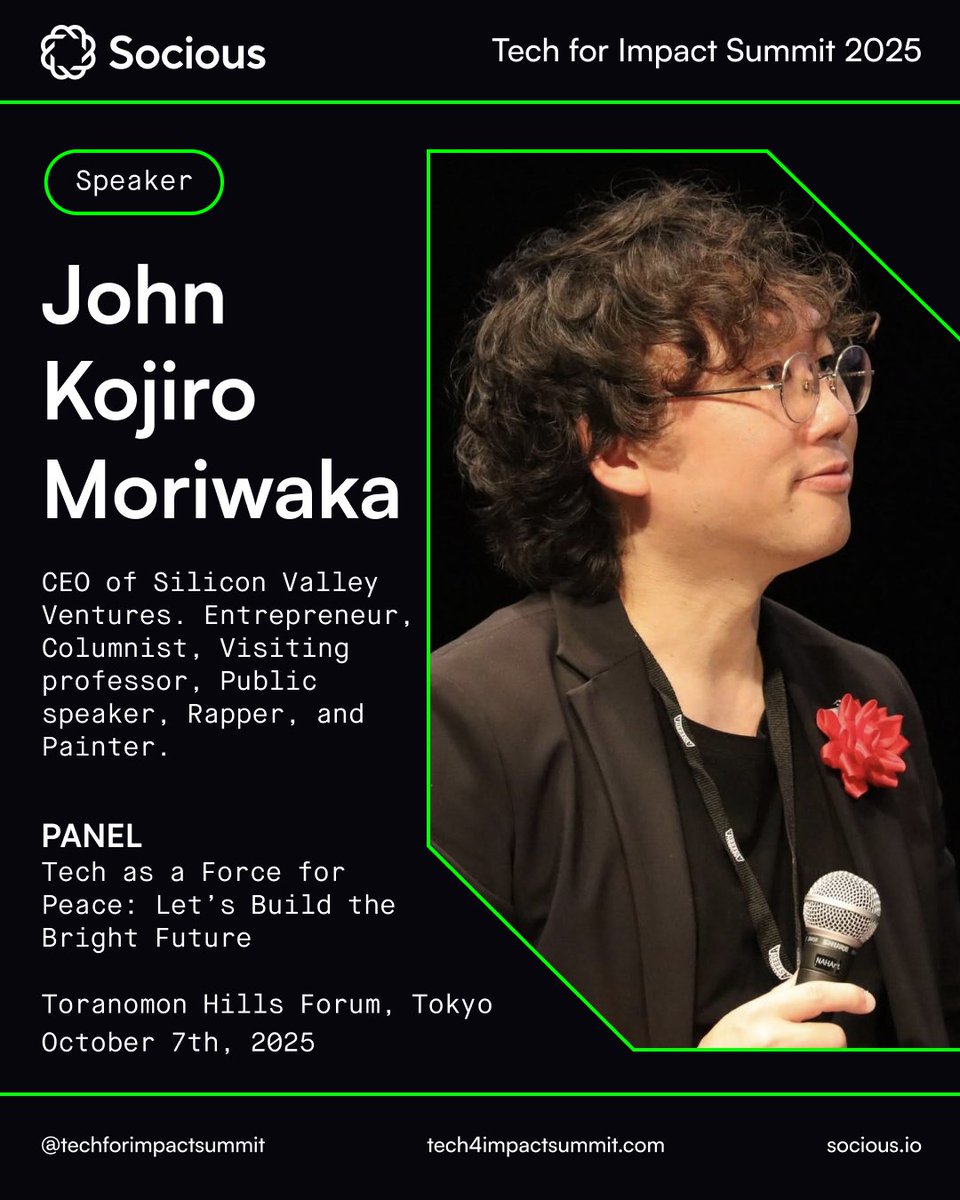 John Kojiro Moriwaka returns to Tech for Impact Summit 2025!

🌎 Global startup mentor, VC advisor &amp; pitch coach, empowering founders to build beyond borders.

🎟️ tech4impactsummit.com/tickets

#Tech4Impact #JohnKojiro #Startup #Web3 #AI