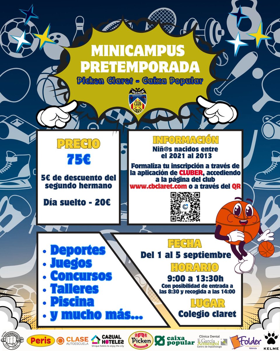 Continúan abiertas las inscripciones al Minicampus de septiembre Picken Claret. ¡No te quedes sin tu plaza! 👉 cbclaret.com/noticias/ya-te…