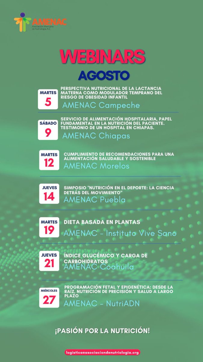 AMENAC_oficial's tweet photo. 📆✨ ¡Ya está disponible el Calendario de Actividades de AMENAC para agosto!

🔍 Consulta todas las fechas
Para mayor información envía un DM🙌

¡No te pierdas ninguna actividad! 💚👩🏻‍⚕️👨🏻‍⚕️
#AMENAC #Rumboal13CongresoAMENAC #AgendaAgosto https://t.co/bJhisEV7I9