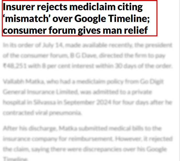 BeshakIN's tweet photo. 🚨 A hospital confirmed 4 days of treatment.
Google Timeline said otherwise.
Guess who the insurer believed?
And denied a valid claim.
Here’s what happened 👇
#claimdenied #healthinsurance #insuranceclaim #googletimeline #insurance #awareness https://t.co/6a3N91dh3T