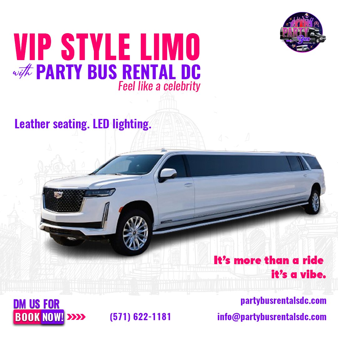 partybus_rentDC's tweet image. Experience VIP Limo Luxury with Party Bus DC!
📞Call Now (571) 622-1181 or visit our site partybusrentalsdc.com to reserve our service.
.
.
.
#VipLimo #DCPartyBus #LimoServiceDC #WeddingLimo #PartyOnWheels #LimousineLuxury #CelebrityRide #BacheloretteParty #DCEvents #DCTravel