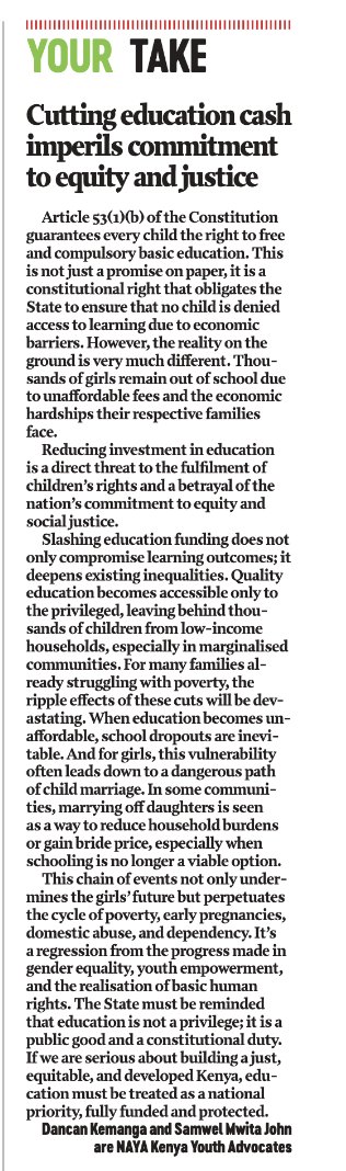 "Reducing investment in education is a direct threat to the fulfilment of children's rights and a betrayal of the nation's commitment to equity and social justice.
Slashing education funding does not only compromise learning outcomes; it deepens existing inequalities."-