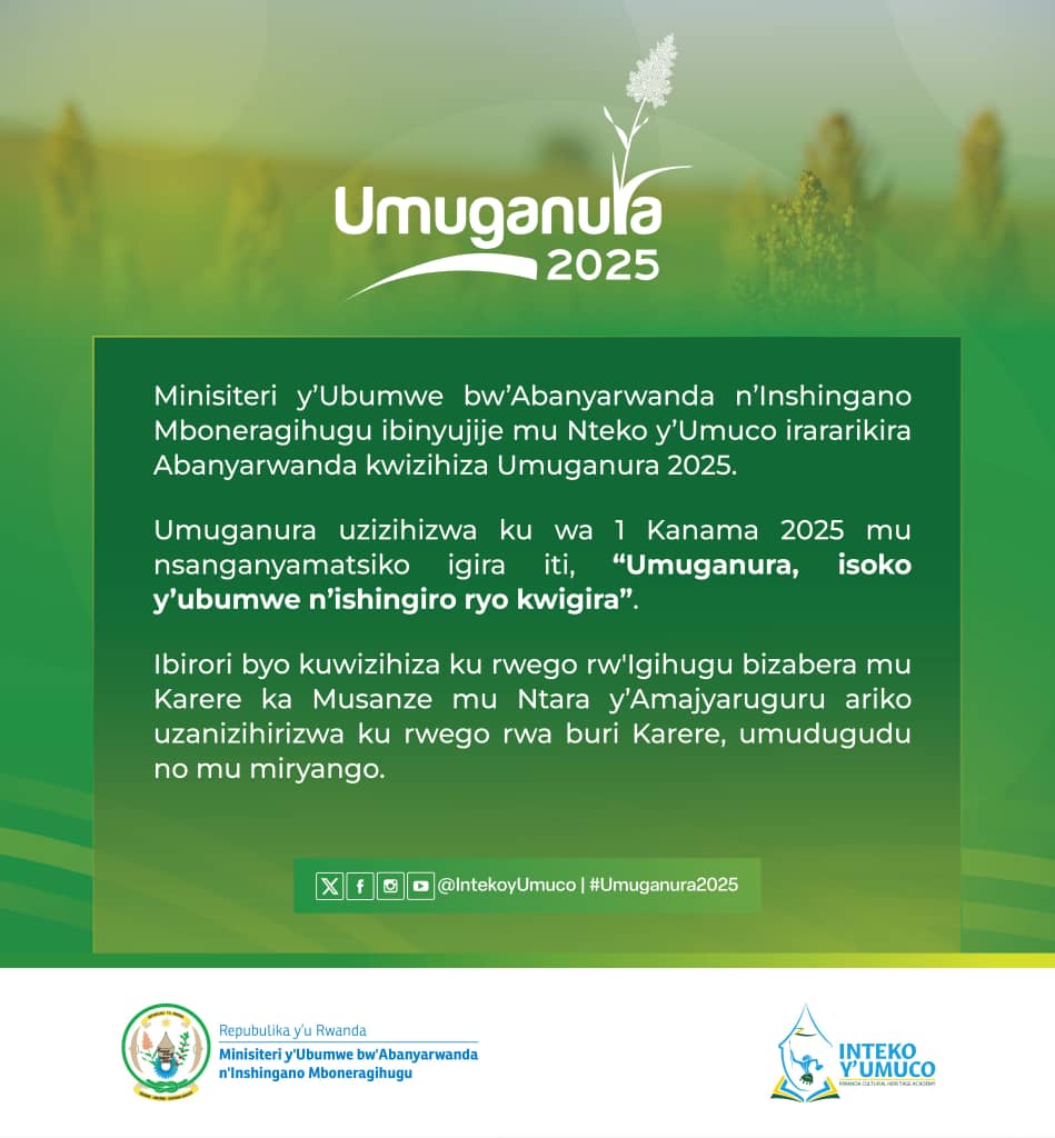 Gasabo Youth Volunteers (@ryvcp_gasabo) on Twitter photo Urubyiruko rw'abakorerabushake muri <a href="/Gasabo_District/">Gasabo District</a> twiteguye kuzifatanya n'abanyarwanda by'umwihariko abatuye Akarere ka Gasabo kwizihiza umunsi w'umuganura. Insanganyamatsiko iragira iti:" Umuganura, isoko y'Ubumwe n'Inshingiro ryo Kwigira." <a href="/Unity_MemoryRw/">Ministry of National Unity and Civic Engagement</a> #Umuganura2025 Urubyiruko rw'abakorerabushake muri <a href="/Gasabo_District/">Gasabo District</a> twiteguye kuzifatanya n'abanyarwanda by'umwihariko abatuye Akarere ka Gasabo kwizihiza umunsi w'umuganura. Insanganyamatsiko iragira iti:" Umuganura, isoko y'Ubumwe n'Inshingiro ryo Kwigira." <a href="/Unity_MemoryRw/">Ministry of National Unity and Civic Engagement</a> #Umuganura2025