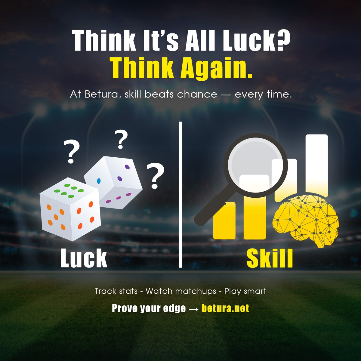 Think fantasy sports is all luck? Think again.

At Betura, skill, research, and smart strategy can outshine luck every time.

🧠 Track stats. 🔍 Watch matchups. 💸 Play smart.
DeFi just gives you more control to prove it.

betura.net
