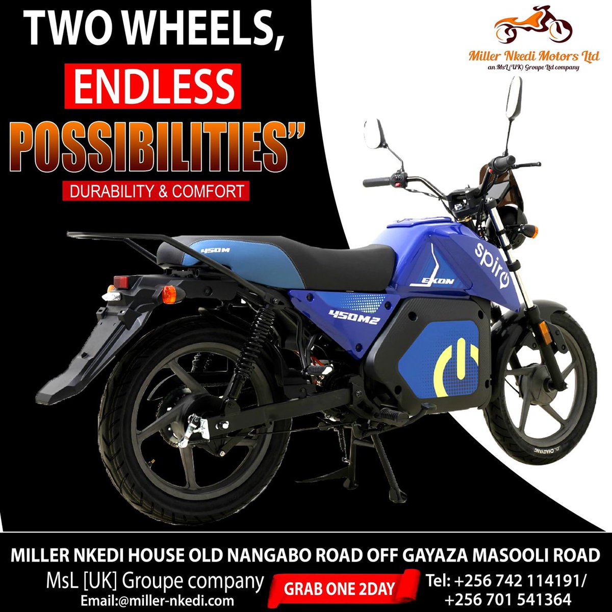Two wheels , endless possibilities. Grab a bike from the trusted bike partner.
#MillerNkediMotorsLtd